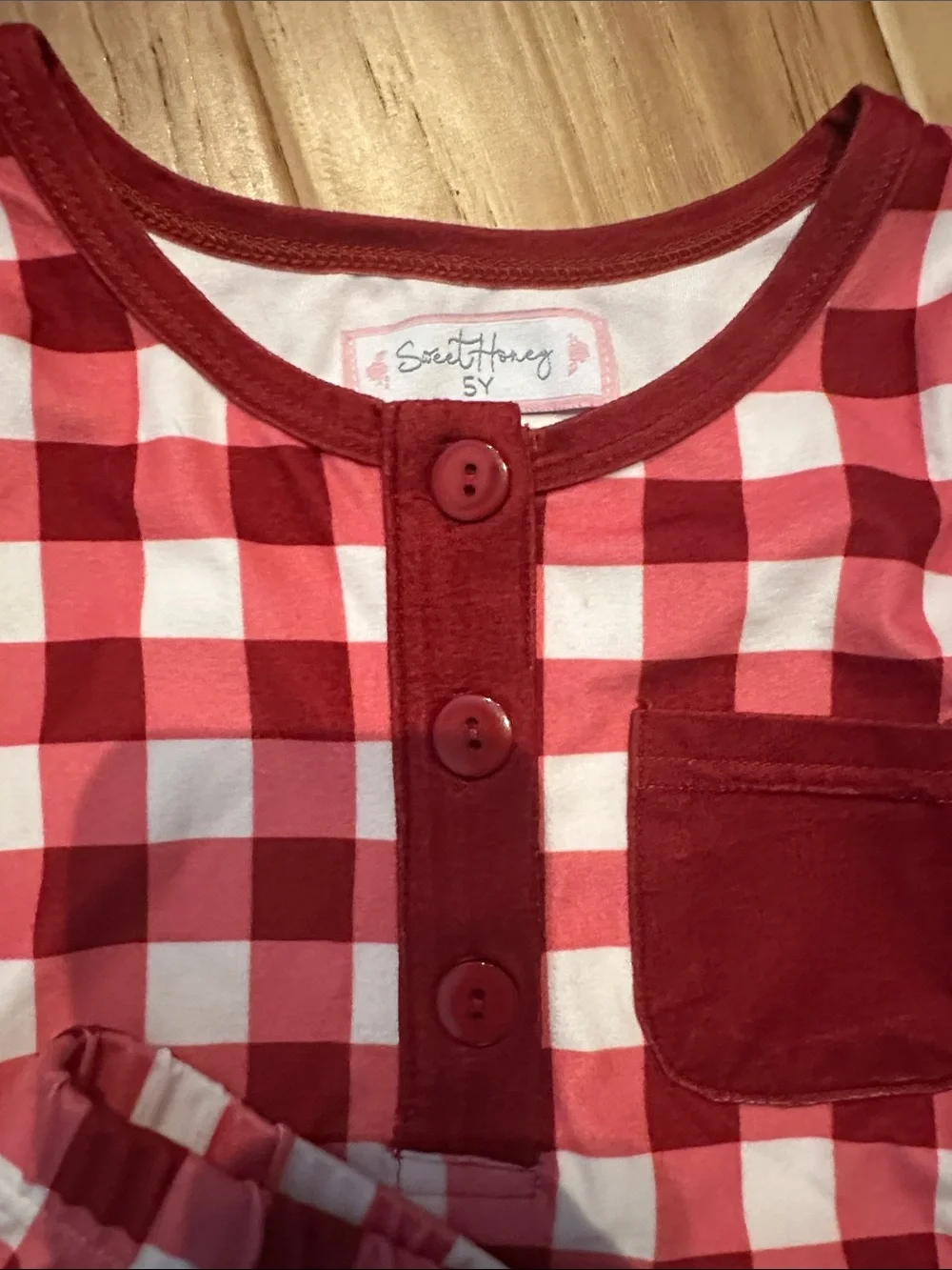 SweetHoney Red and White Gingham Kids Pajama Set